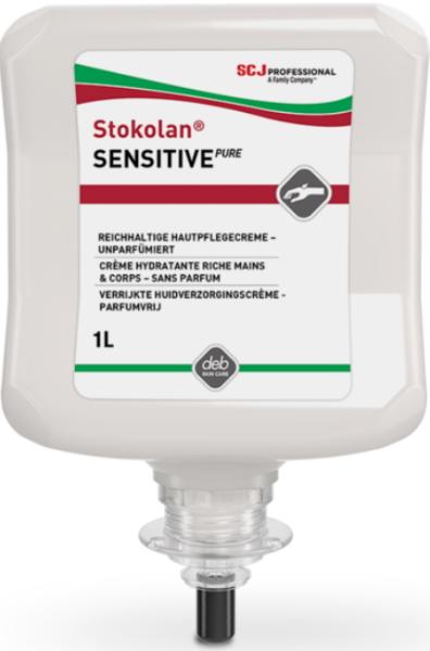 Stokolan® SENSITIVE PURE ist eine reichhaltige Hautpflegecreme mit hohem Feuchtigkeitsgehalt zur Pflege trockener, sehr trockener und empfindlicher Haut. Parfüm- und farbstofffrei.